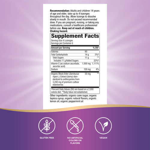 Natures Way Sambucus Vitamin C Lozenges Tropical 24lz