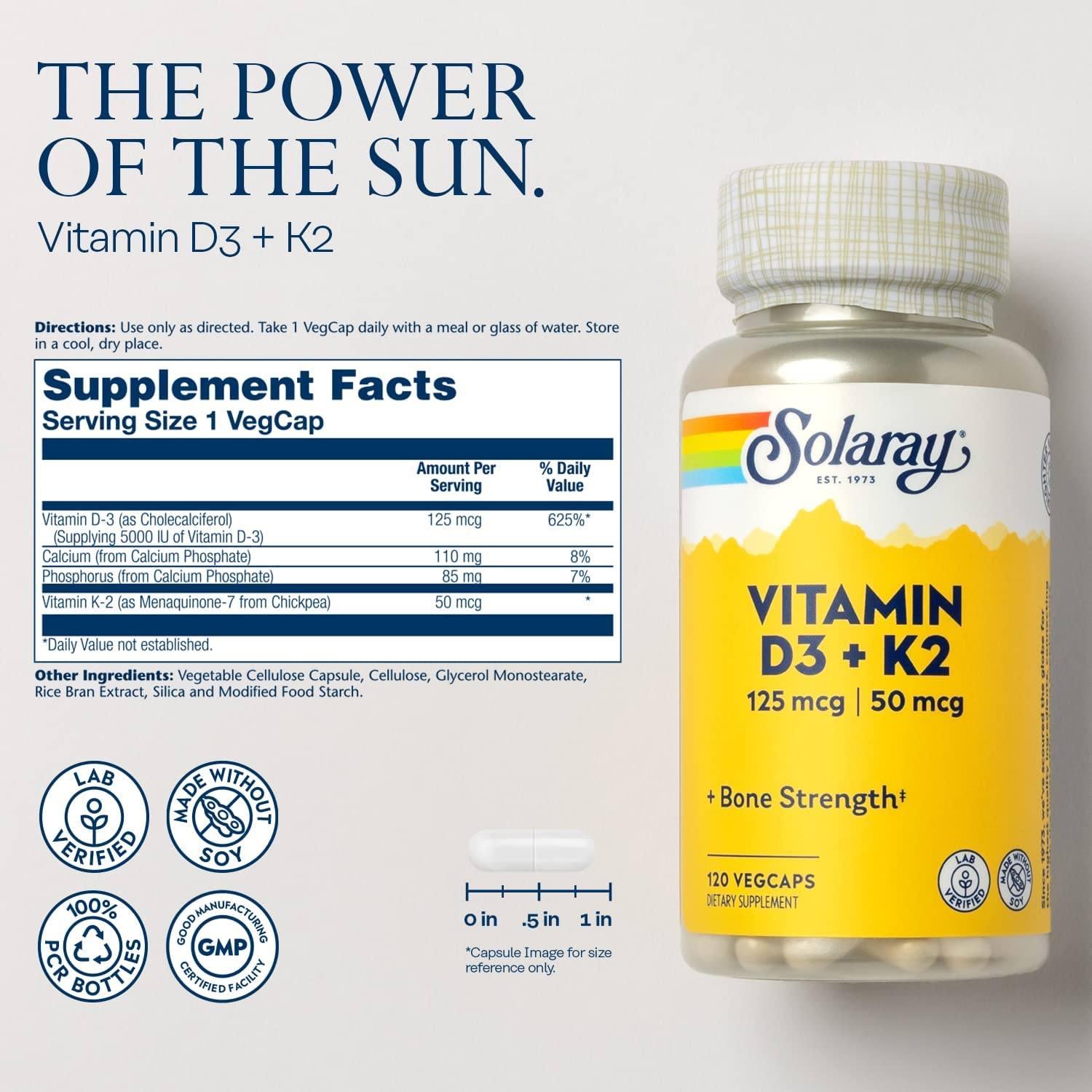 Solaray Vit D3 & K2 120cp