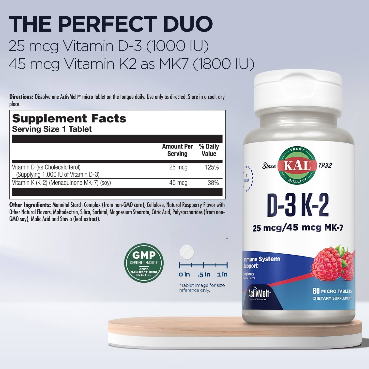 Kal D-3 K-2 1000iu 45mcg 60lz