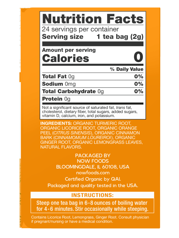 Now Turmeric Ginger Tea 24 Bag