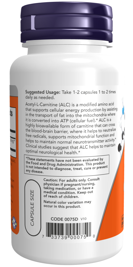 Now Acetyl-L-Carnitine 500mg 100cp