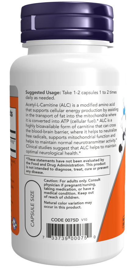 Now Acetyl-L-Carnitine 500mg 100cp-[HealthWay]