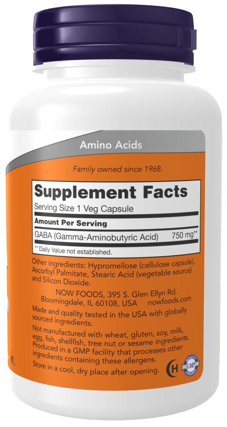 Supplements - Now Gaba 750mg 100vc