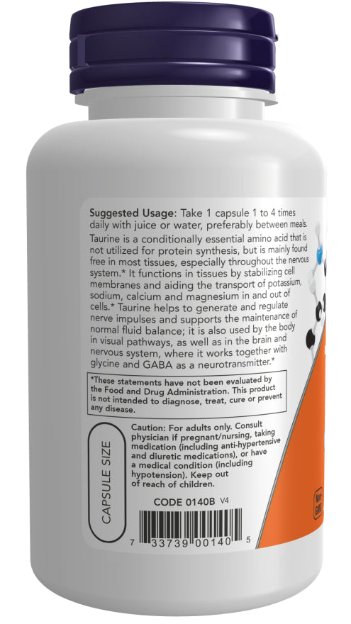 Supplements - Now Taurine 500mg 100ct