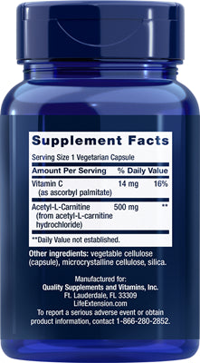 Supplements - Life Ext Acetyl-L-Carnitine 500mg 100vc