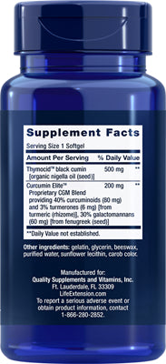 Life Extension Black Cumin Seed Oil w/ Curcumin 60sg