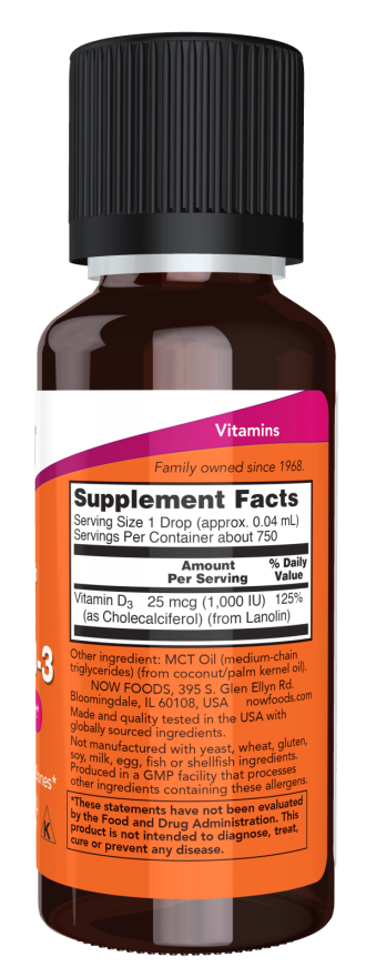 Now Vit D-3 1000iu Liq 1oz-[HealthWay]