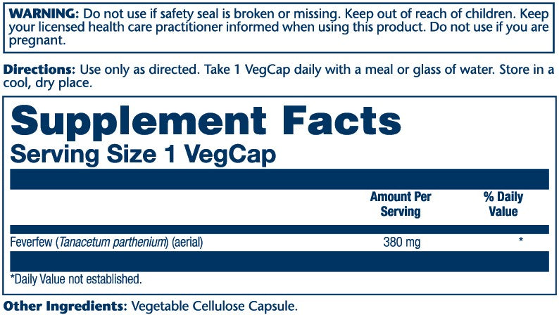 Solaray Feverfew 380mg 100cp-[HealthWay]