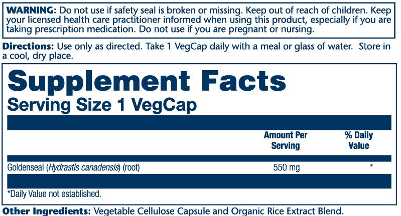 Solaray Goldenseal Root 550mg 50cp-[HealthWay]