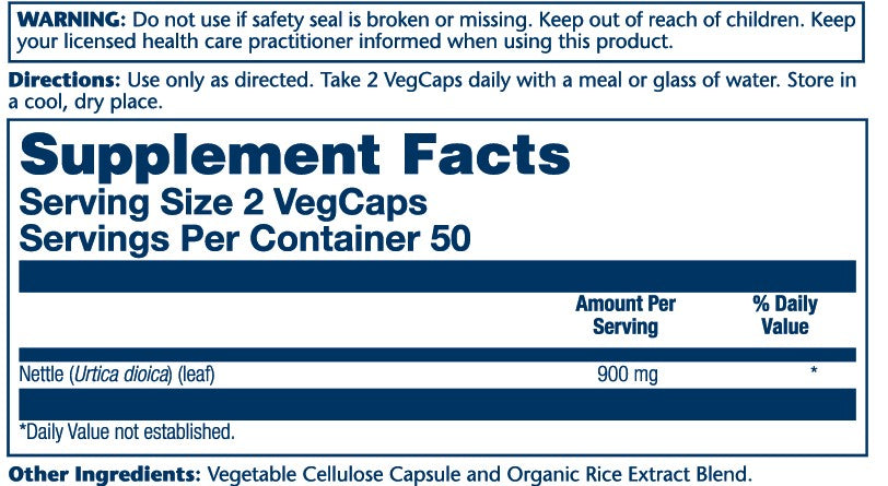 Solaray Nettle Leaves 450mg 100cp-[HealthWay]