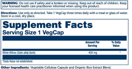 Solaray White Willow Bark 100cp-[HealthWay]