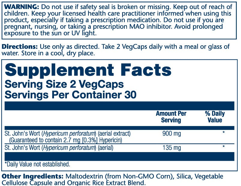 Solaray St Johns Wort Two Daily 60cp-[HealthWay]