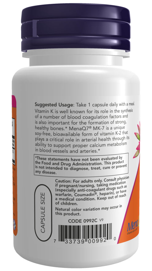 Now Vit K-2  MK-7 100mcg 120vc-[HealthWay]