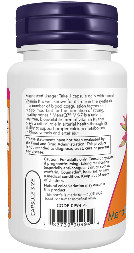 Now Vit K-2 MK-7 300mcg 120cp-[HealthWay]