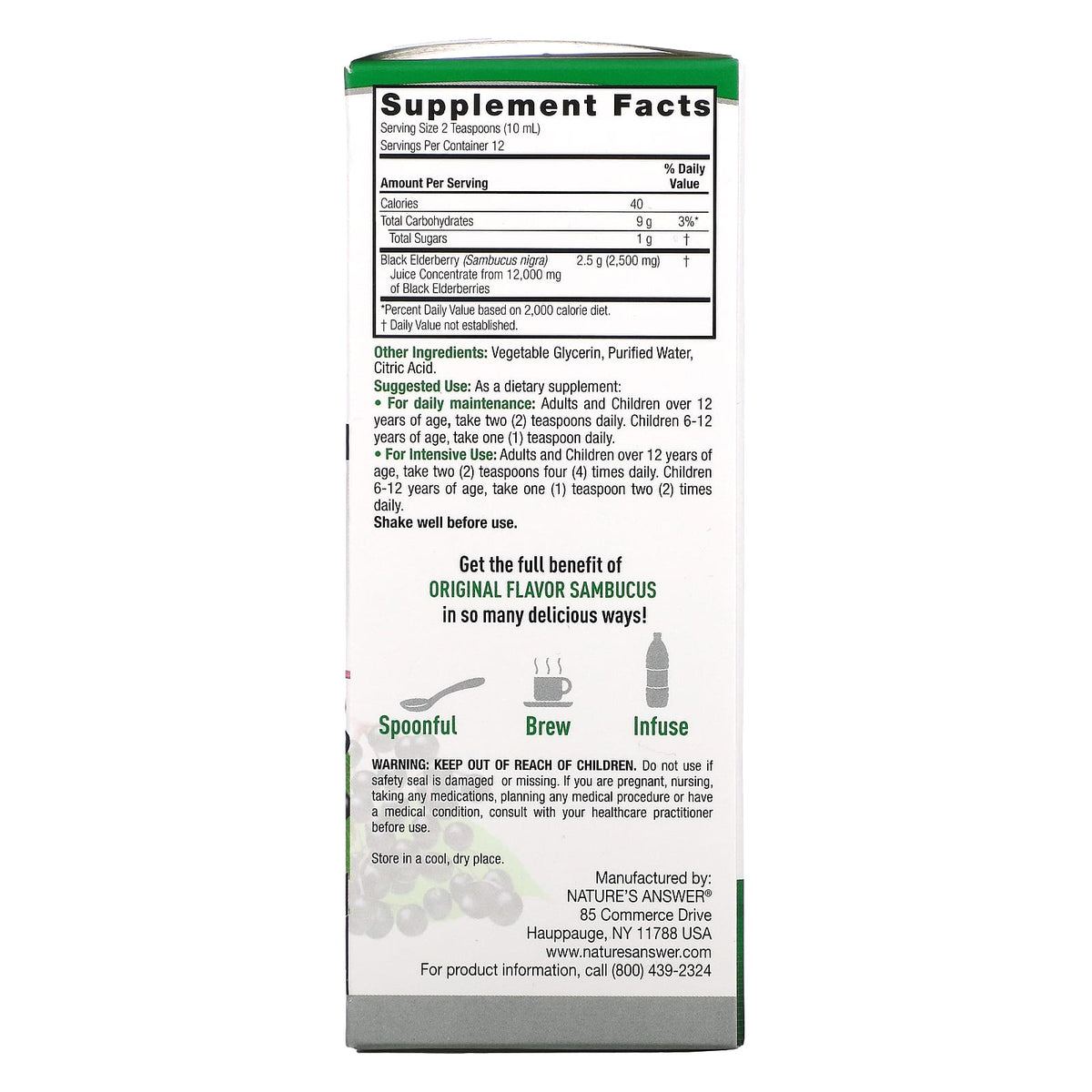 Natures Answer Sambucus Elder 4oz-[HealthWay]