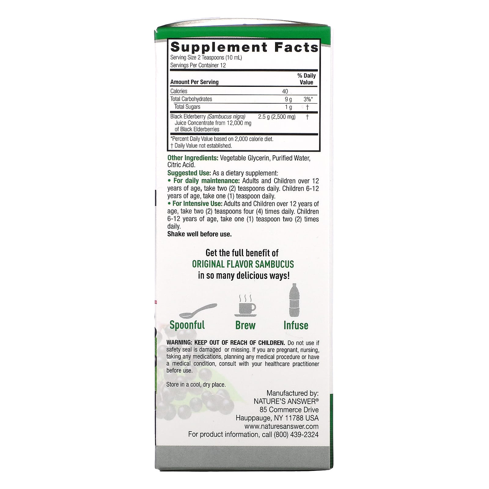 Natures Answer Sambucus Elder 4oz-[HealthWay]