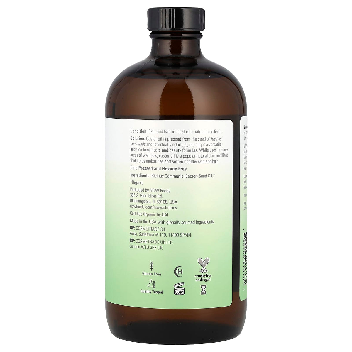 Now Castor Oil Organic - 16oz | Healthway Nutrition Center