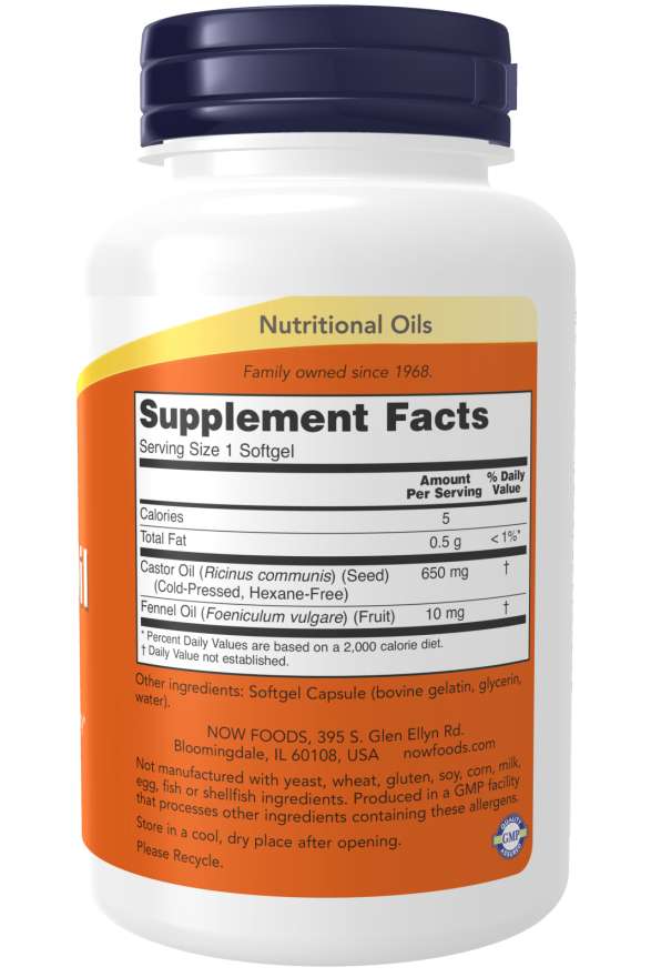 Supplements - Now Castor Oil 650mg 120sg