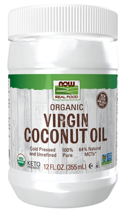 NOW ORGANIC COCONUT OIL VIRGIN 12 OZ-[HealthWay]