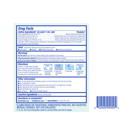 Supplement Facts Boiron Camilia Tummy 30d | Healthway