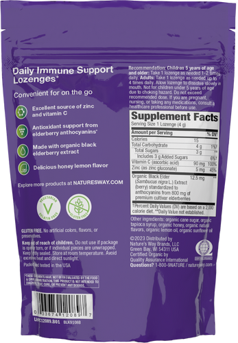 Natures Way Sambucus Zinc Immune Lozenges Honey 24lz