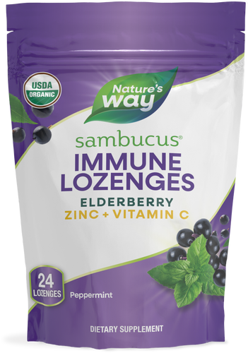 Natures Way Sambucus Zinc Lozenges Peppermint 24lz