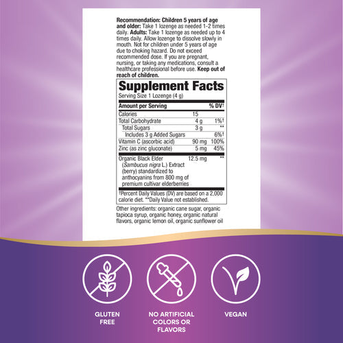 Natures Way Sambucus Zinc Immune Lozenges Honey 24lz