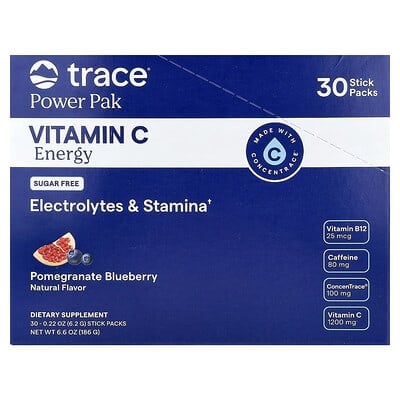 Trace Minerals Power Pak Energy Sugar Free Pomegranate Blueberry 30pk