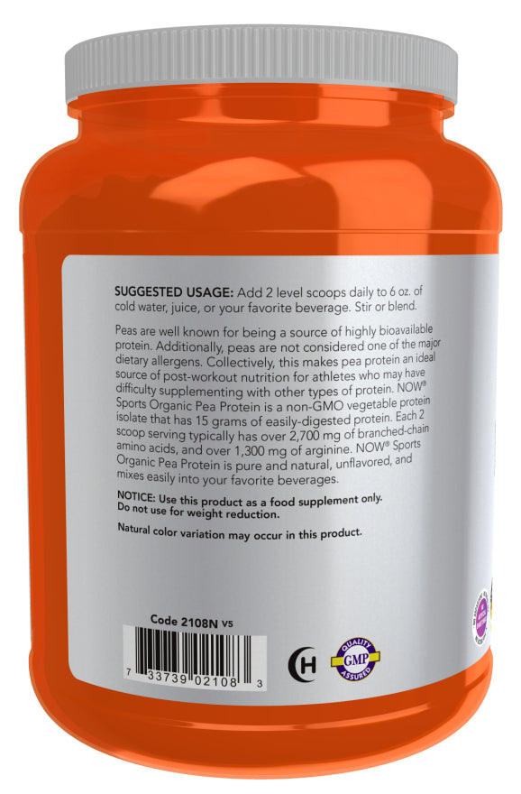Now Pea Protein Organic Unflavored 1.5lb-[HealthWay]