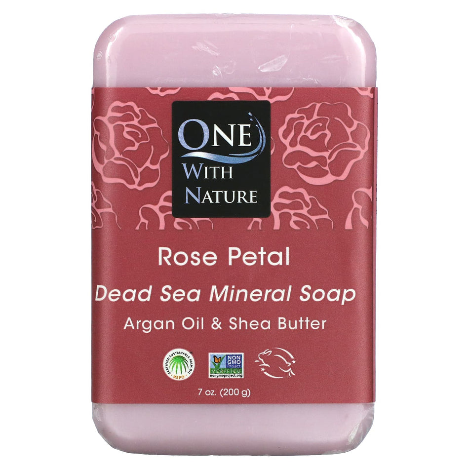 One With Nature Soap Bar Rose Petal 7oz-[HealthWay]