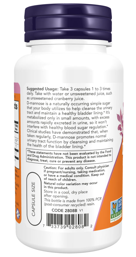 Supplements - Now D-Mannose 500mg 120cp