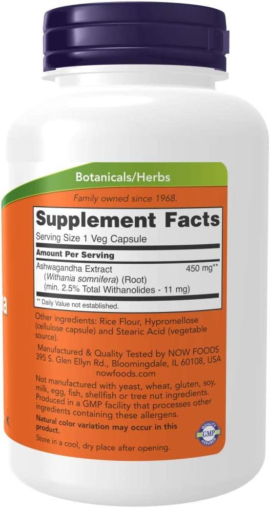 Now Ashwagandha 450mg 180vc