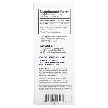 Supplement Facts AB Labs Silverbiotic 16oz | Healthway