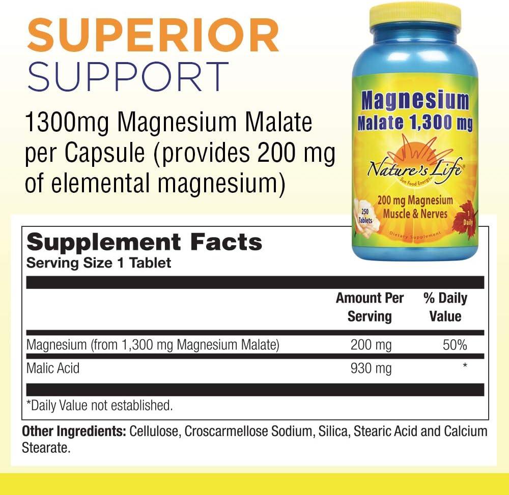 Natures Life Magnesium Malate 1300mg 250tb