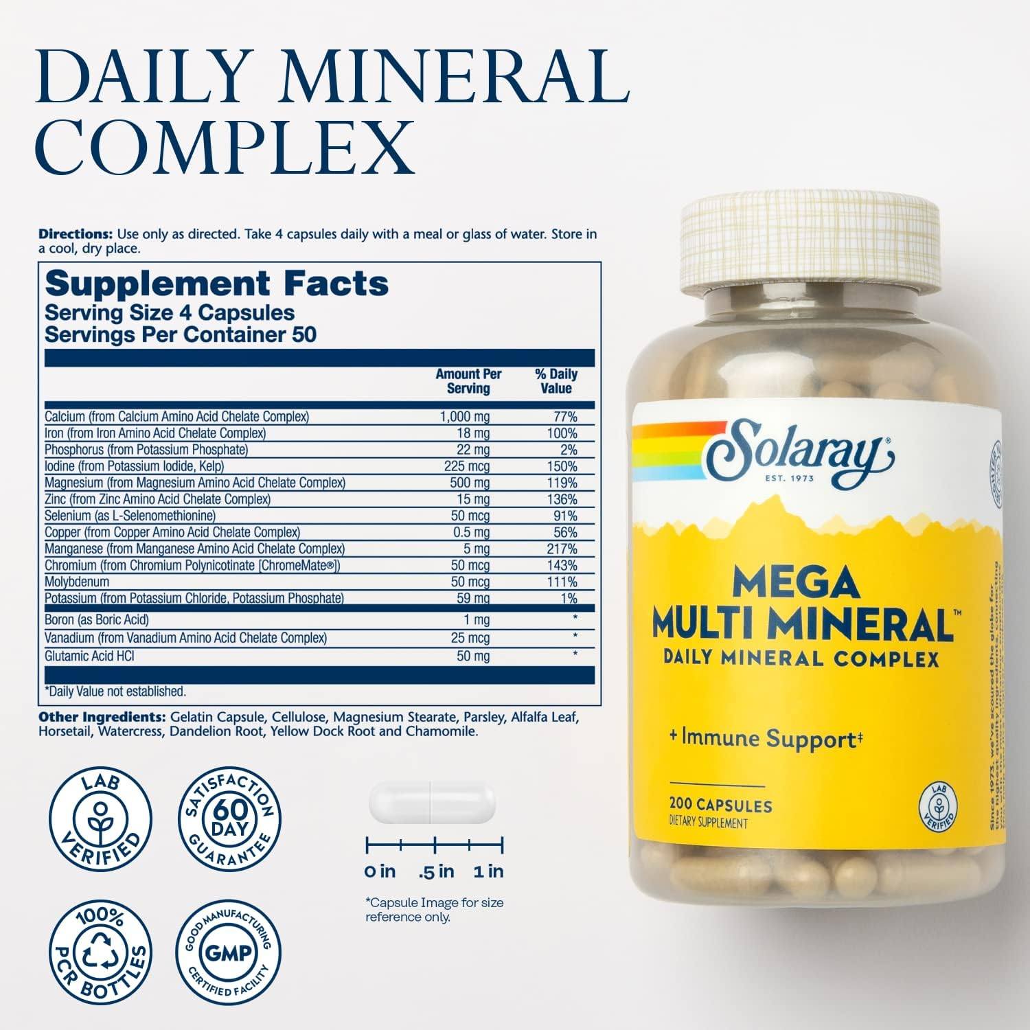 Solaray Mega Multi Mineral 200cp