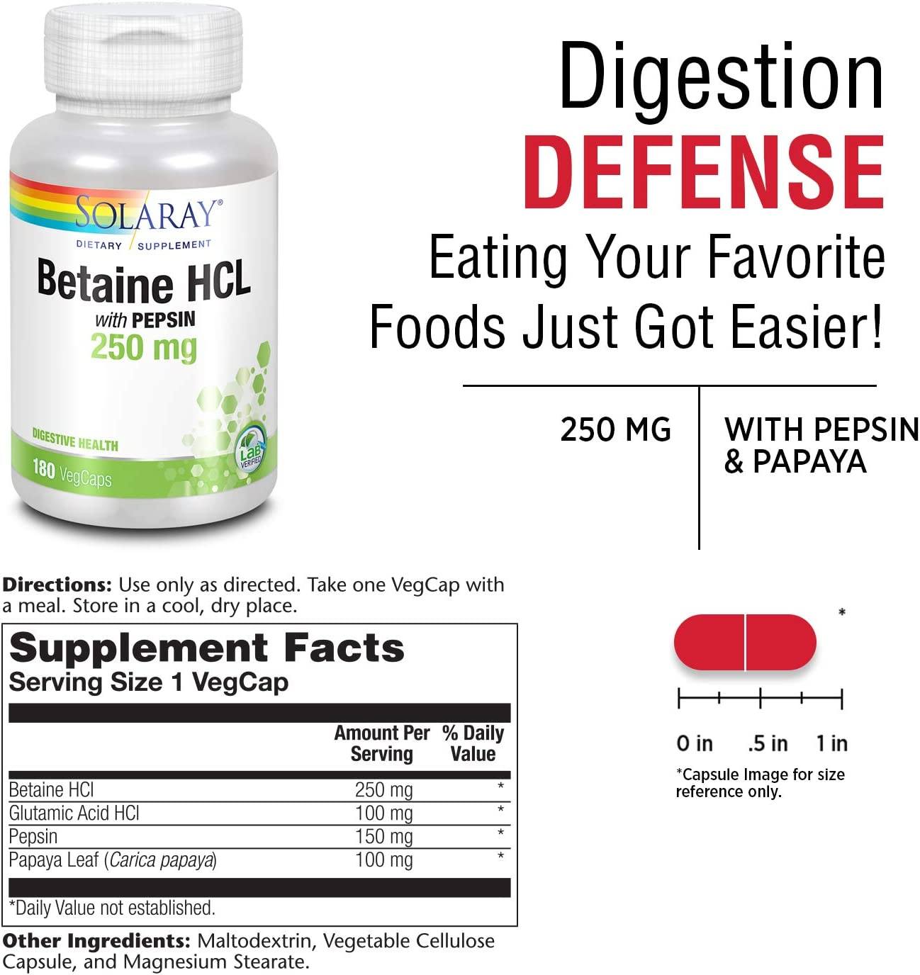 Solaray HCL w/Pepsin 180cp