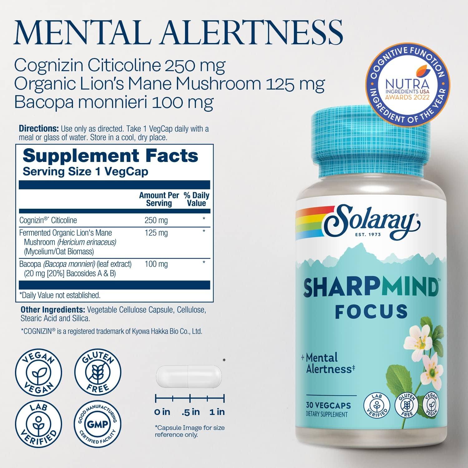 Solaray Sharpmind Focus 30ct