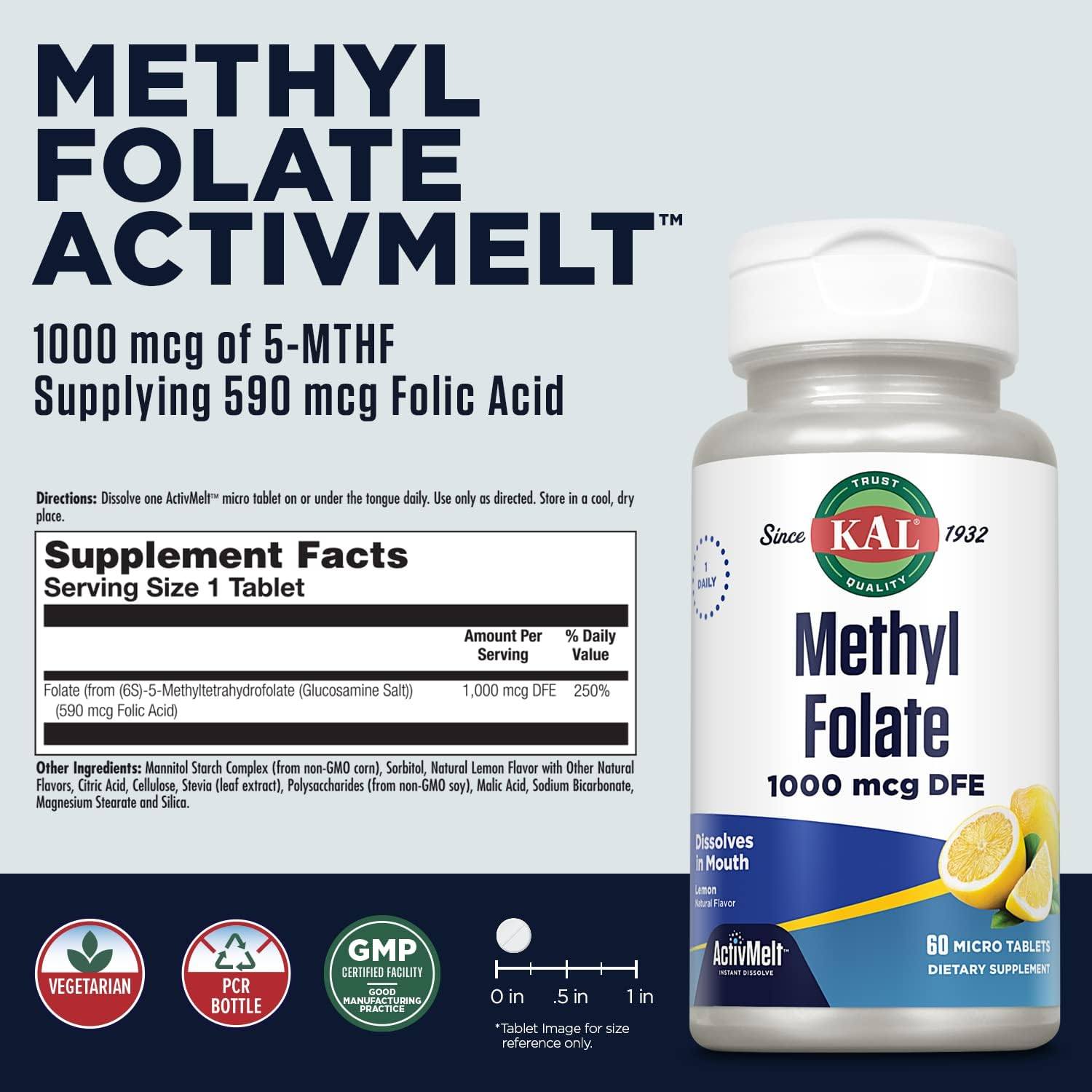 Kal Methyl Folate 1000mcg 60lz
