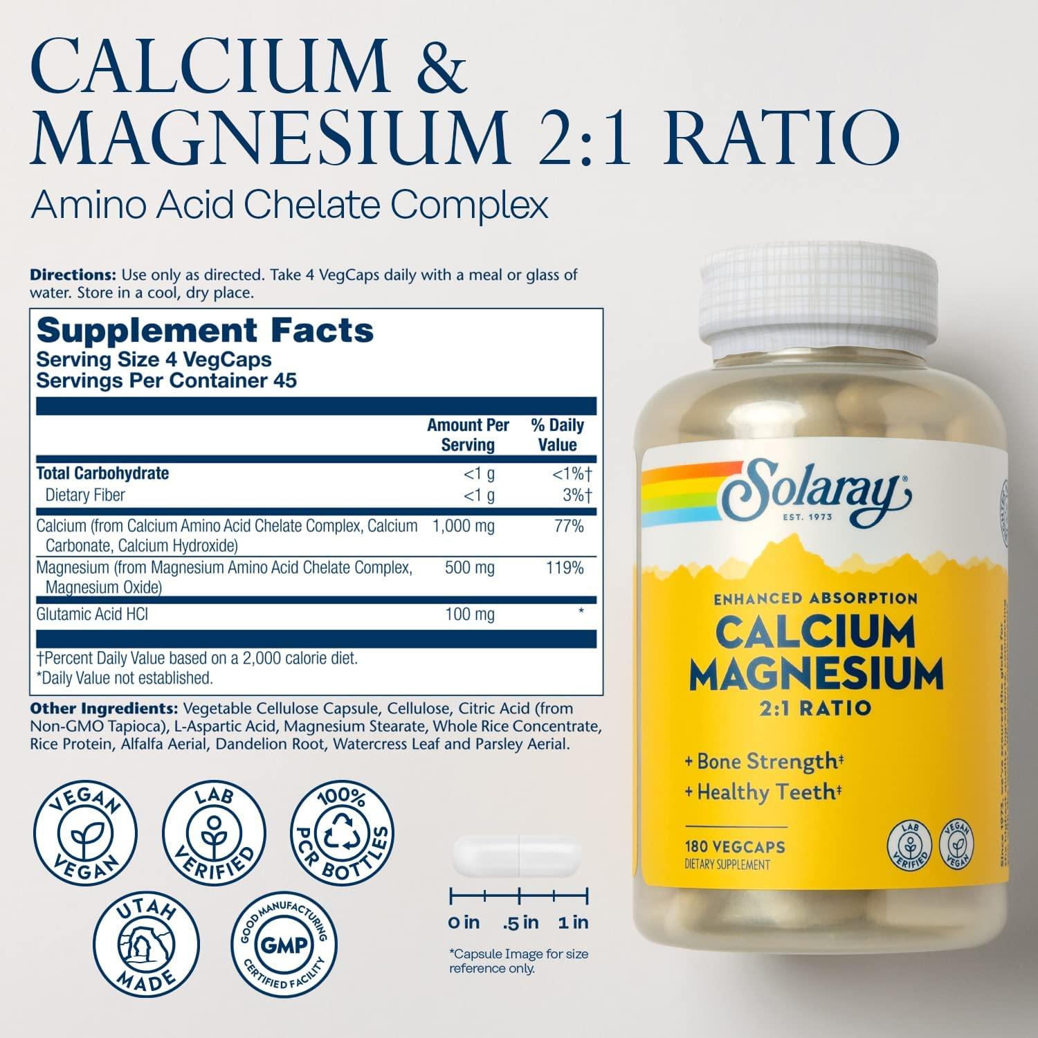 Solaray Calcium Magnesium AAC 180cp