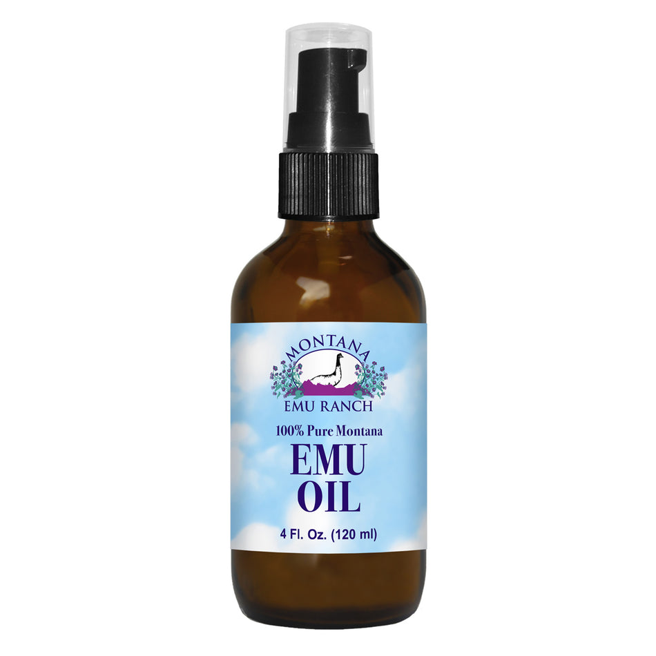 4oz emu oil bottle in glass