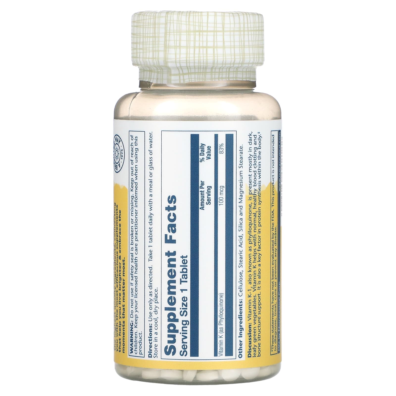 Solaray Vit K 100mcg 100tb-[HealthWay]