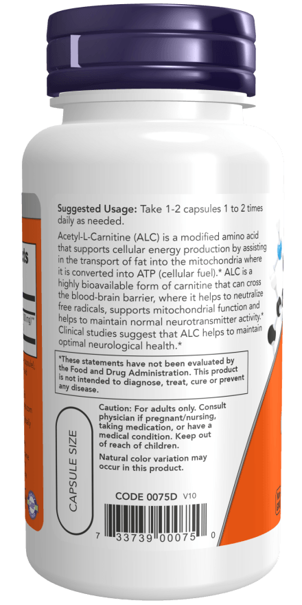 Now Acetyl-L-Carnitine 500mg 100cp