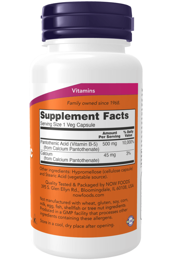Now Pantothenic Acid 500mg 100cp