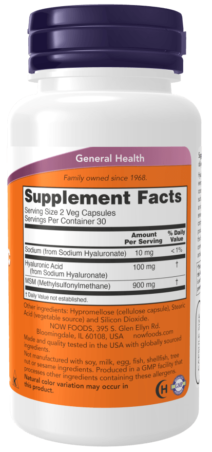 Now Hyaluronic Acid/MSM 60vc
