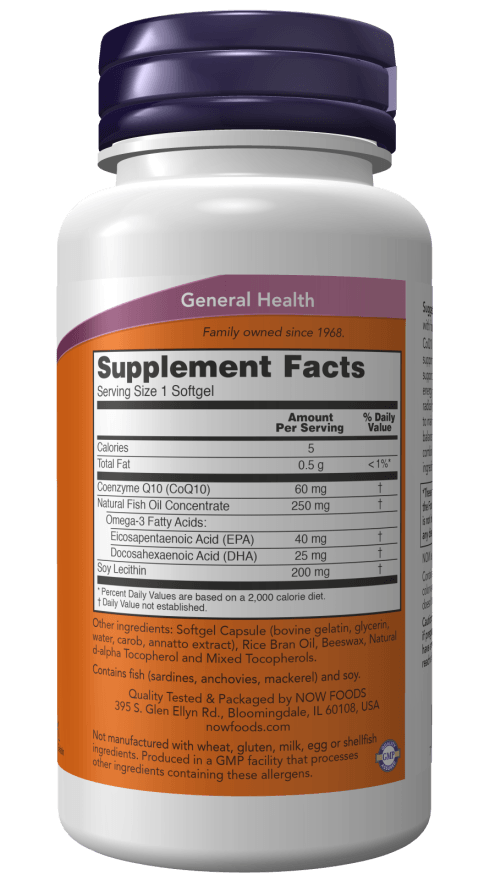 Now CoQ10 60mg w/omega3 60sg