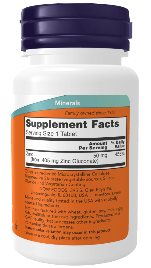 Now Zinc Gluconate 50mg 250tb