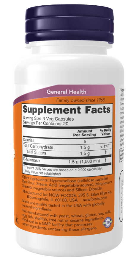 Now D-Mannose Urinary Support 500mg 60c