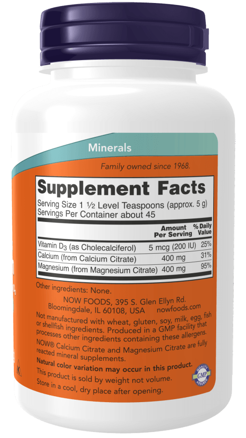 Now Calcium Magnesium Citrate Powder 8oz