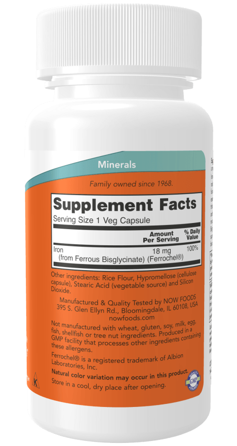 Now Iron Bisglycinate 18mg 120cp
