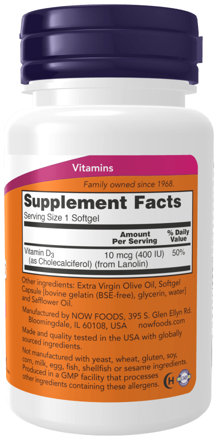 Now Vit D-3 400iu 180sg
